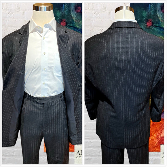 Armani Collezioni 44L 35x30 Gray Stripe Mens Wool Cashmere Flannel Finish Lux - Picture 6 of 16